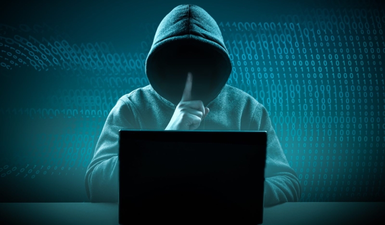 Faceless,Hooded,Hacker,Showing,Silence,Gesture.,Hacker,Attack.,Dangerous,Hooded